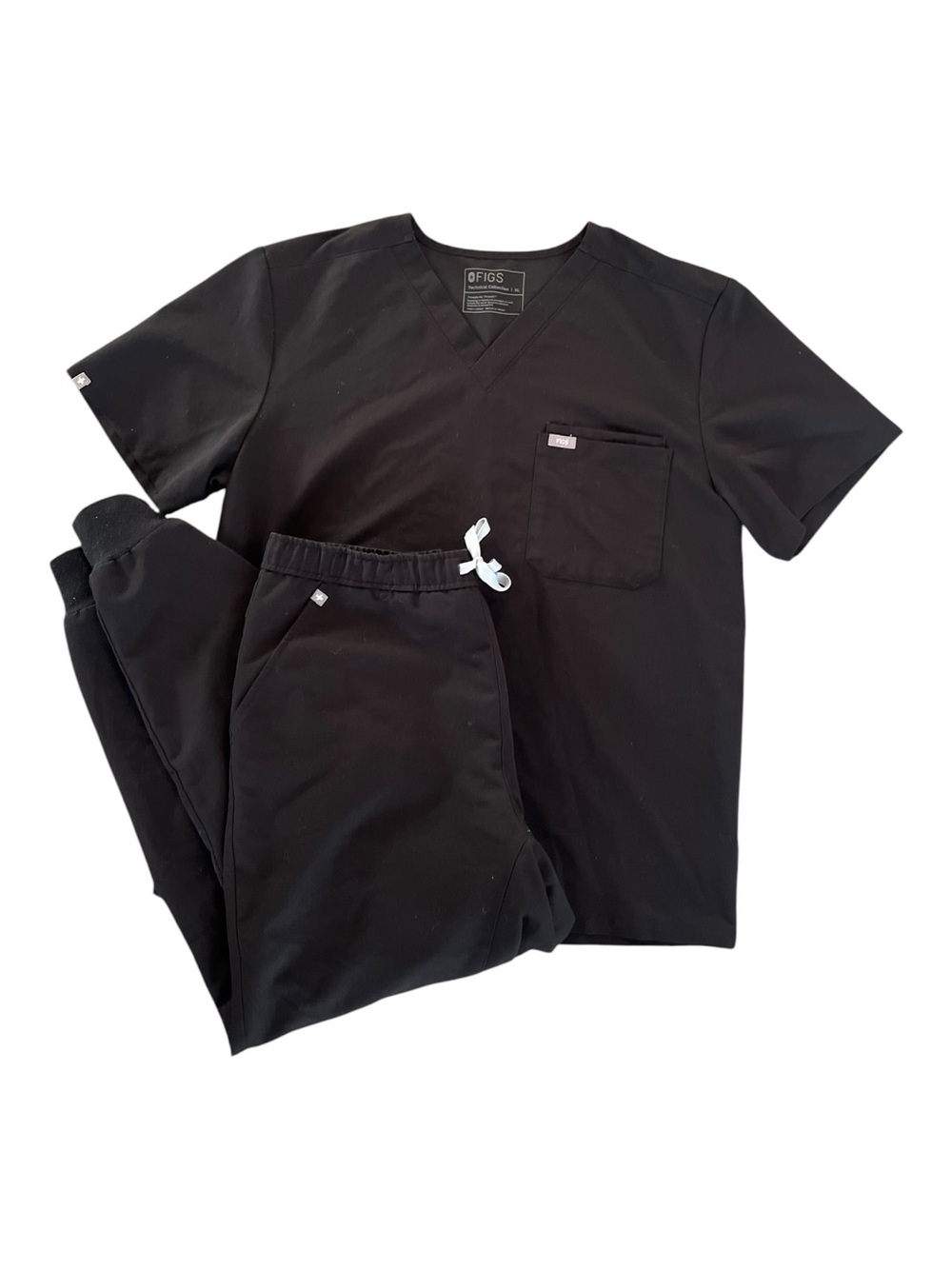 FIGS Black Scrub Set - Top & Jogger Pants Size XL